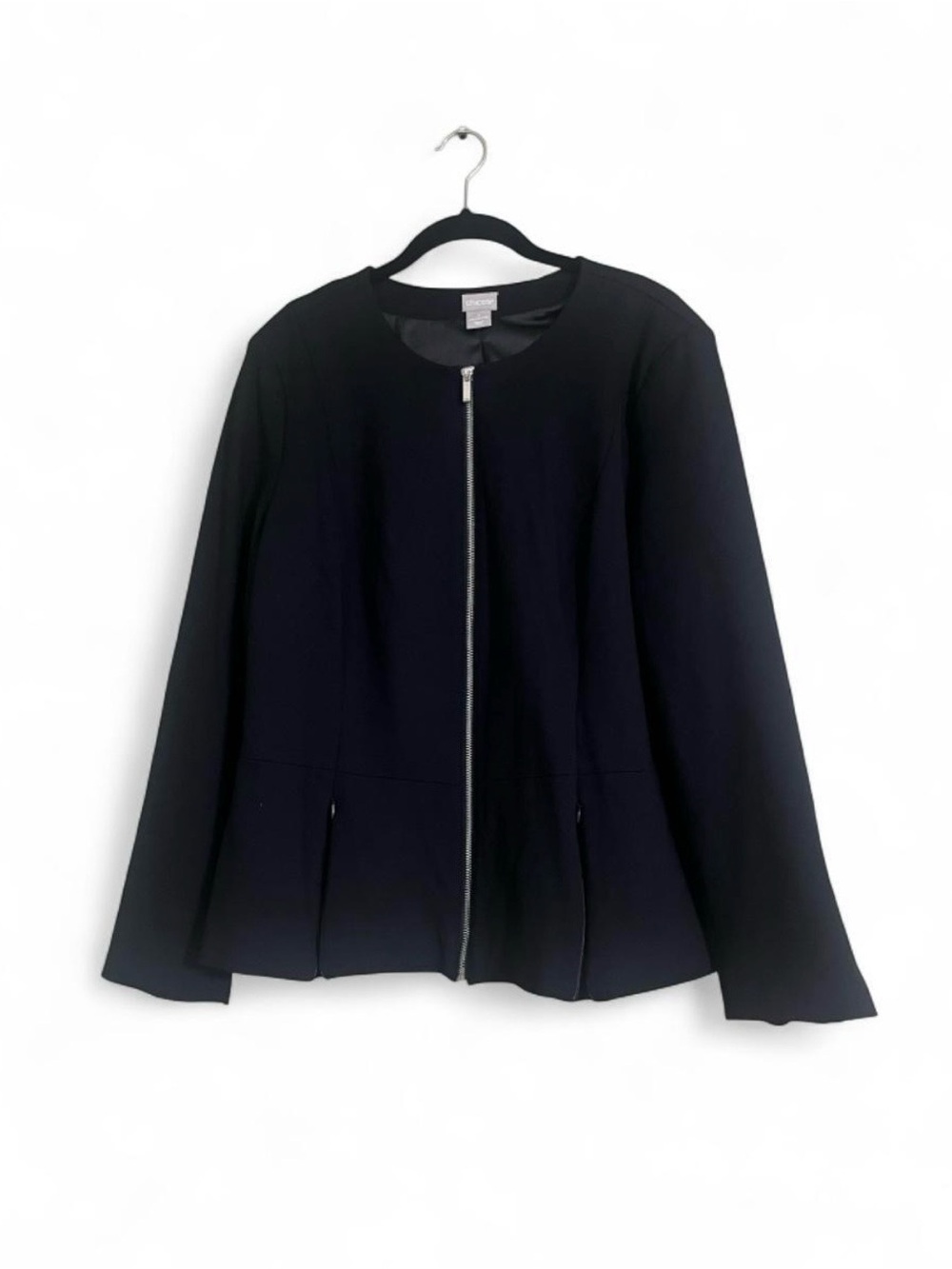 Chico’s Blazer Sz XL 16/18 (3) Full Front Zipper+ 2 Zips on Sleeves/Front/Back